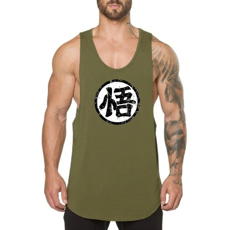 New Mens Dragon Ball Clothing Muscle Fitness Casual Singlets Gym Workout Korean Sleeveless Tank Top Fashion Running Undershirt