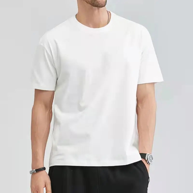 T Shirt For Men Summer Cotton Tops Solid Colors Blank Tshirts O-neck Men Clothing Plus Size M to 5XL