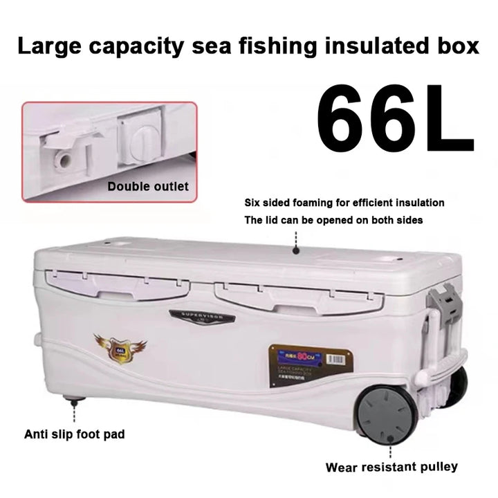 Large Capacity Fishing Cooler Box with Wheels,Ultra Light Insulated Ice Chest for Live Shrimp,Sea Fishing,and Outdoor Adventures