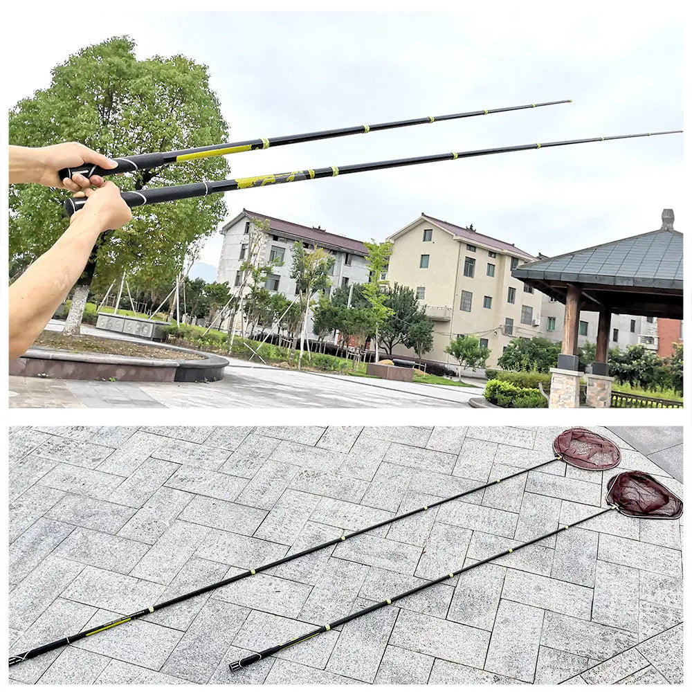 JOSBY Fishing Net Telescoping Foldable Landing Net Pole Lightweight Carp Carbon Fiber Folding Sea Hand Dip Net 3M/4M/2.1M Tackle