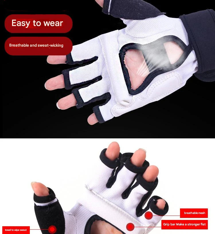 Taekwondo Gloves Foot Cover Children Taekwondo Hand Guard Foot Back Half Finger Sanda Karate Boxing Gloves Half Finger