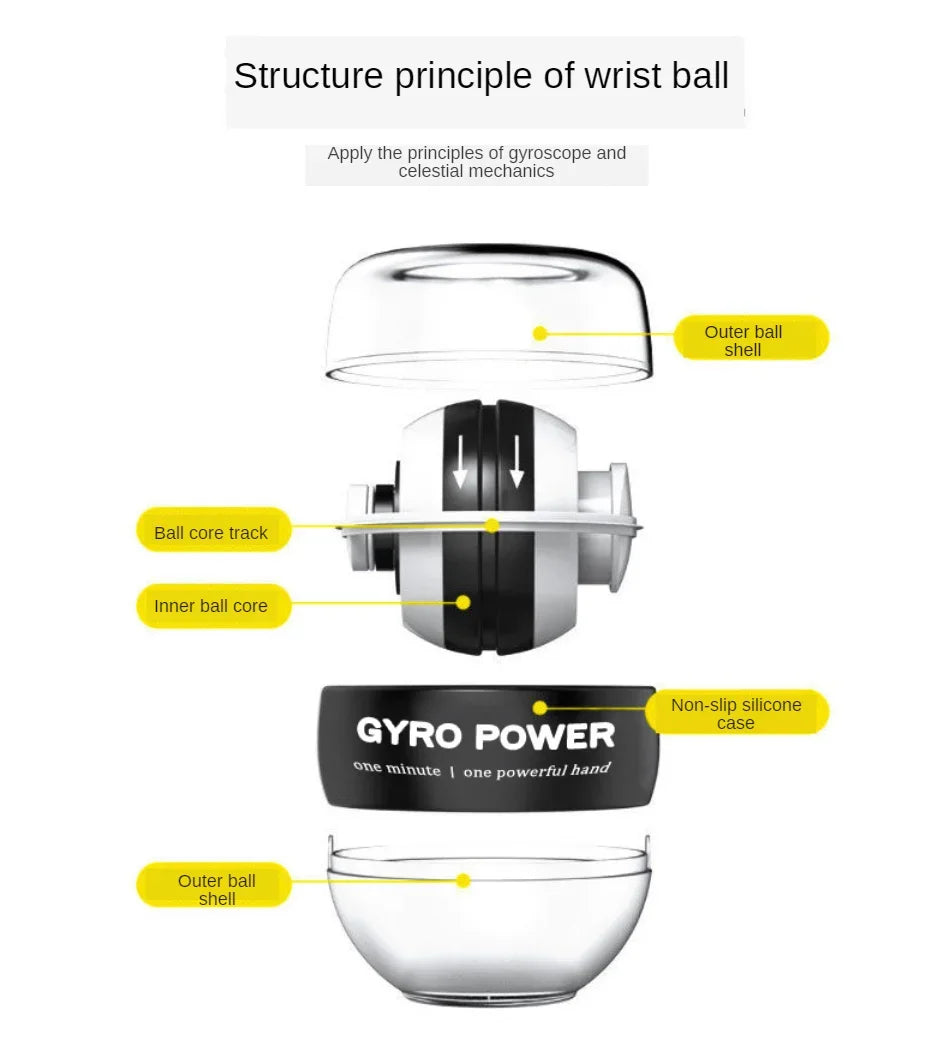 1pc Gyroscopic Power Ball Autostart Range Gyro Power Wrist Ball Arm Hand Muscle Force Training Fitness Equipment