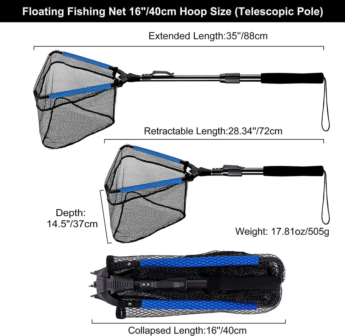 New Floating Fishing Net  Aluminium Alloy Foldable Telescoping Landing Net Retractable Handle Nylon Mesh Sea Fishing Accessorie