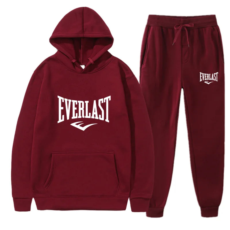 Fashion EVERLAST Tracksuit For Men Hoodie Fitness Gym Clothing Men Running Set Sportswear Jogger Men'S Tracksuit Winter Suit