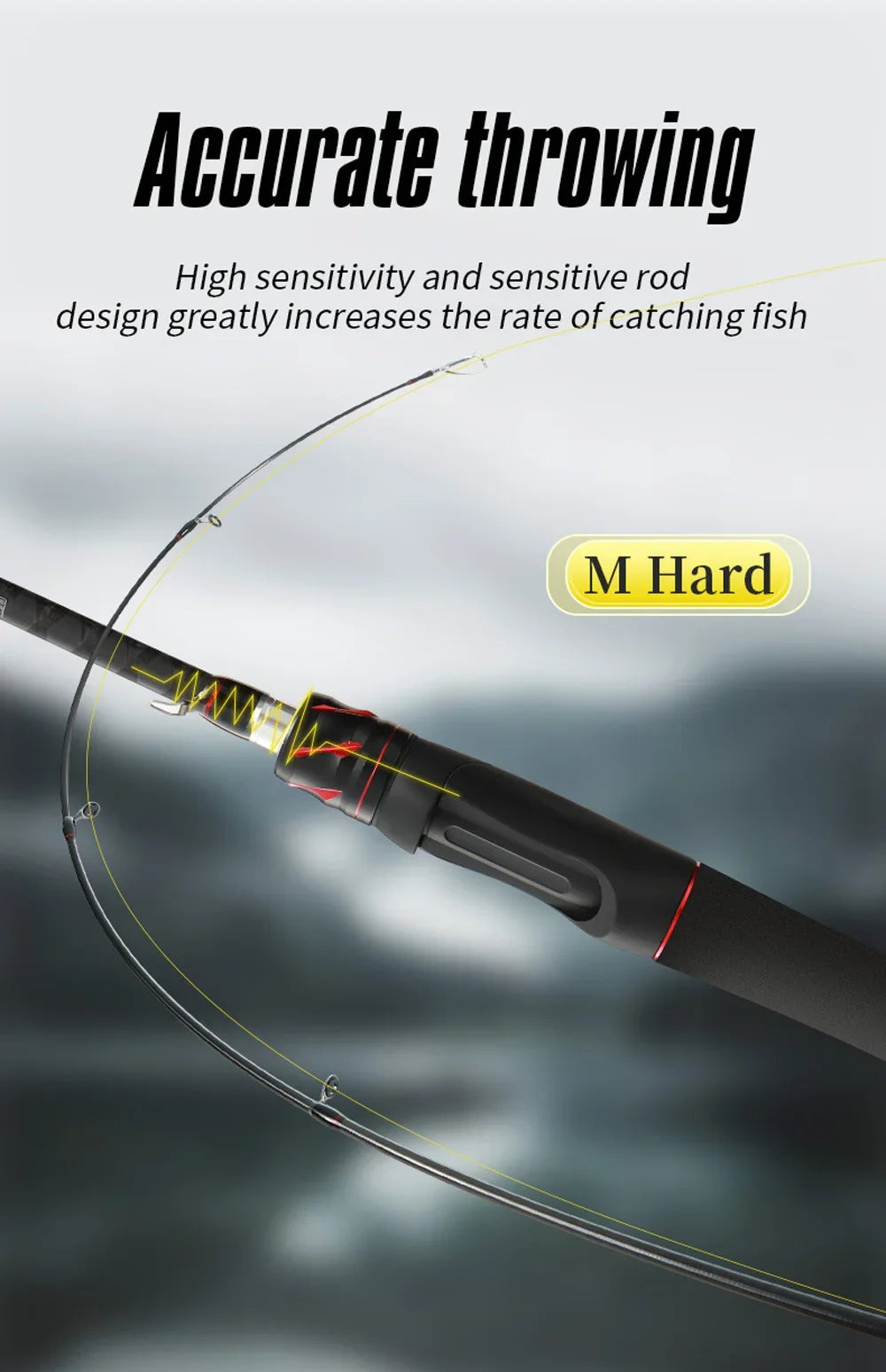 High-End Atmosphere Upgraded Lightweight Long Casting Fishing Rod Carbon Spinning Rods EVA One-Piece Grip M Hard Fishing Pole