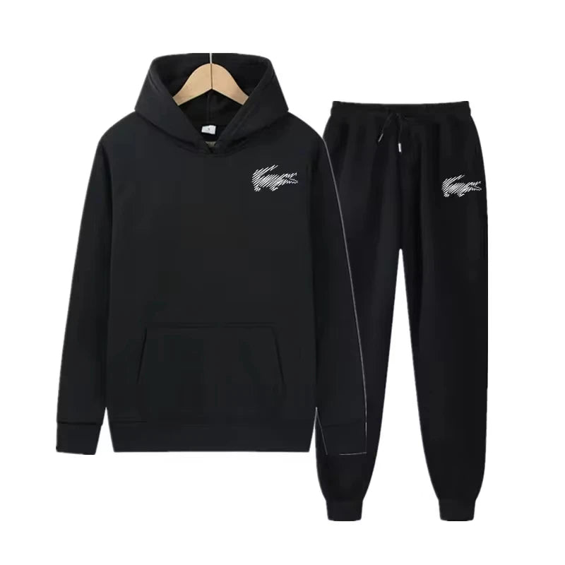 Men Tracksuit 2 Pieces Sets Hooded Sweatshirt +Drawstring Pants Male Hoodies Running Sportswear Men Women Autumn Sportwear