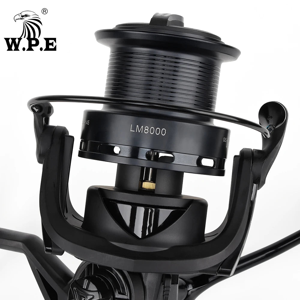 W.P.E LM 8000/8000S Carp Fishing Reel 7+1 Ball Bearings 4.9:1 Gear Ratio Carp Fishing Spinning Reel Fishing Wheel Fishing Tackle