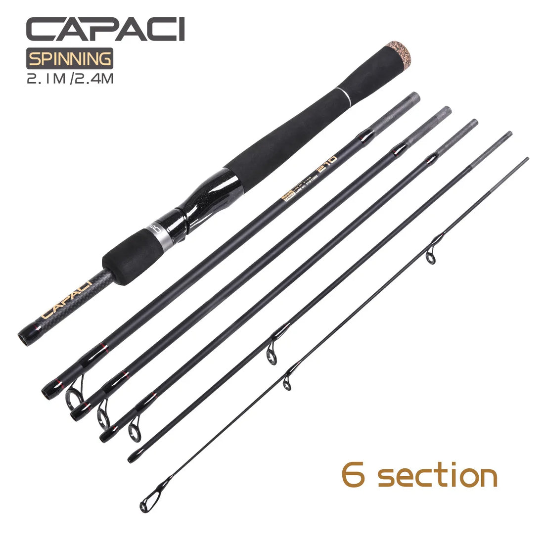 CAPACI Lure Fishing Rod 2.1/2.4/2.7M Carbon Spinning Casting Baitcasting Travel Lure Rod ML Straight Handlebar sea Fishing Rod