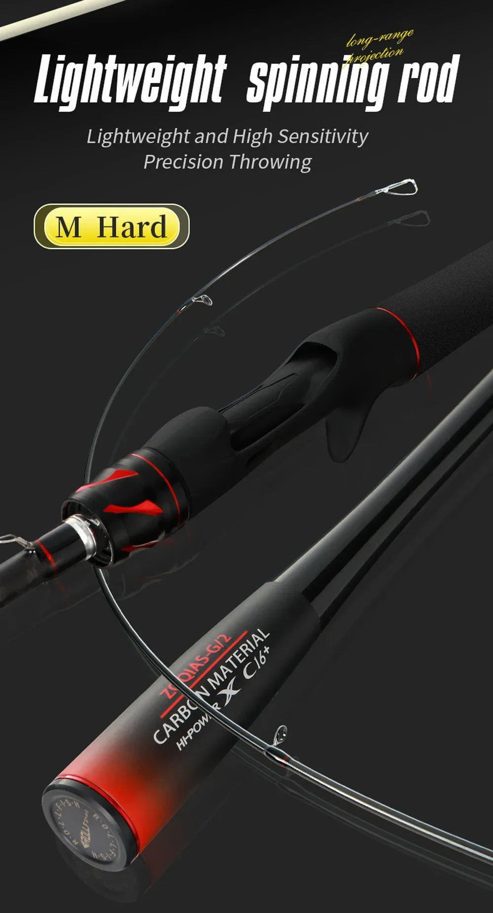 High-End Atmosphere Upgraded Lightweight Long Casting Fishing Rod Carbon Spinning Rods EVA One-Piece Grip M Hard Fishing Pole