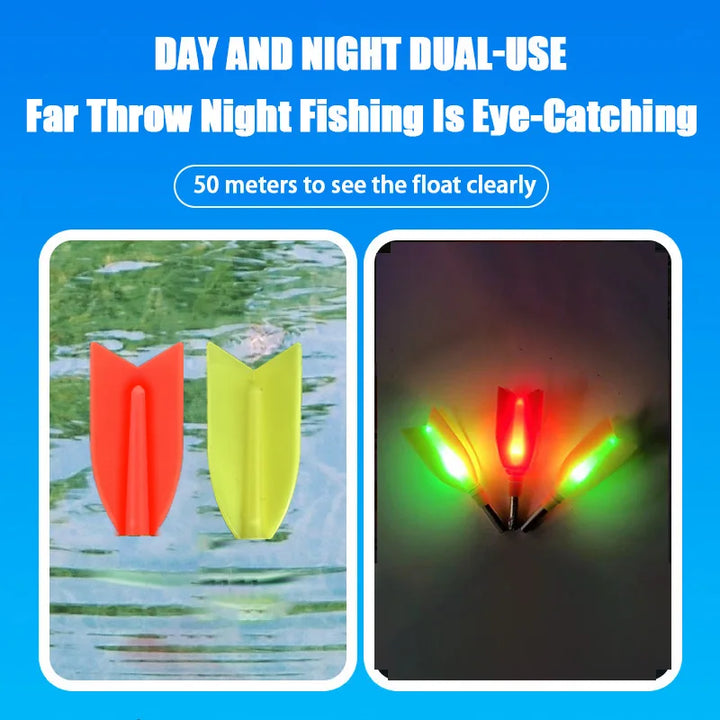 2025 New Rock Fishing Float 2-Piece Electronic LED Night Light Float Eye-Catching 3-Corner Green/Red Luminous Fishing Equipment