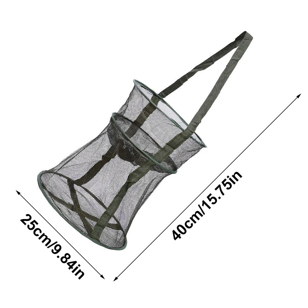 Mesh Fishing Cage Folding Fish Net Round Foldable Landing Net Fishing Cast Net Fishing Accessories