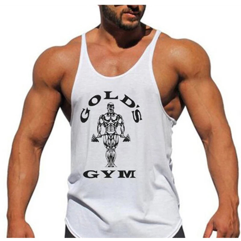 Men Summer Print Workout Tank Tops Gym Workout Shirt Y-Back Sleeveless Muscle Fitness Bodybuilding Training Fashion Sports Shirt