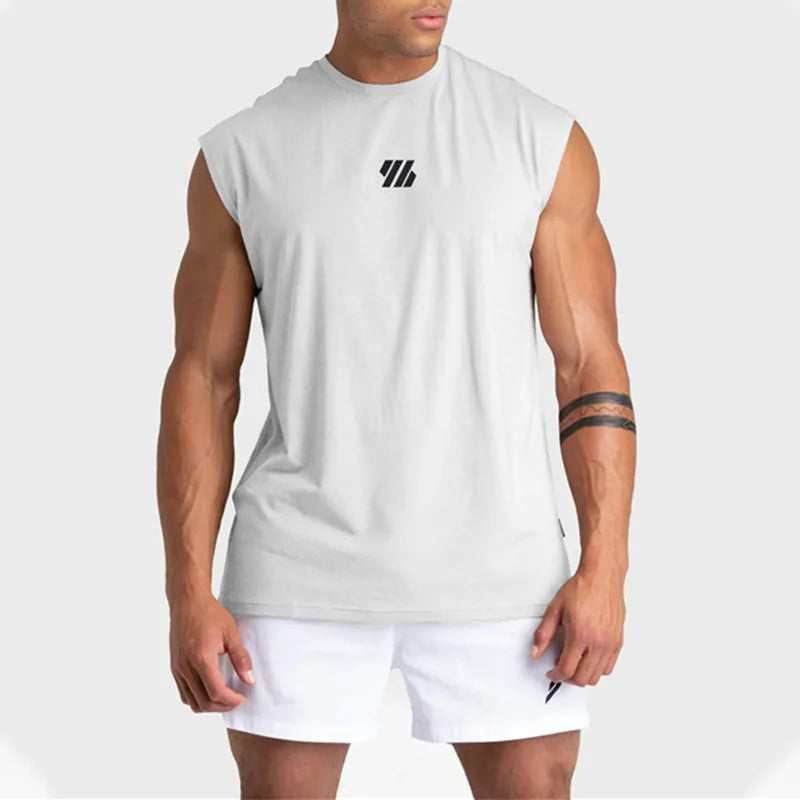 2024 Summer New Men's Fitness Tank Top Bodybuilding Sleeveless Workout Vest Quick-Dry Mesh Gym Running Shirt Men's Apparel