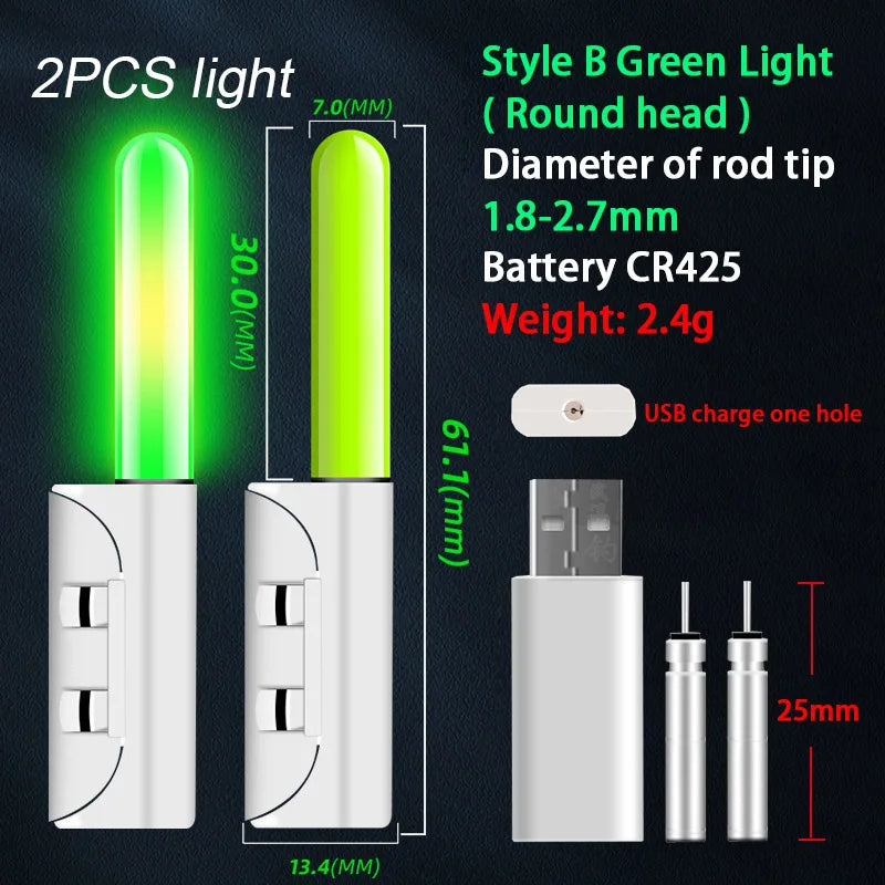 Electronic Fishing Light Stick With CR425 battery rechargeable kit Fishing Rod Bite Bait Alarm Night Fishing Bobber Pesca Tackle