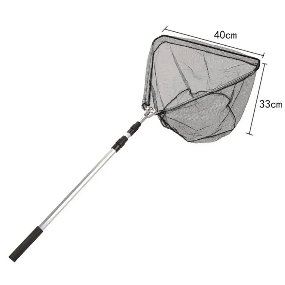 150/170cm Telescopic Landing Net Folding Fishing Pole Extending Fly Carp Course Sea Mesh Foldable Fishing Net for Fly Fishing