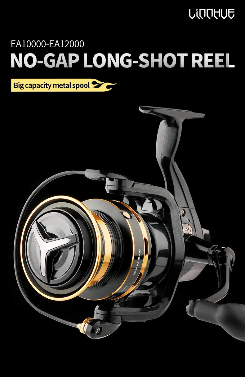 LINNHUE Big Spinning Fishing Reel 8000 9000 10000 12000 14000 Reel Drag 20KG Powerful Reel Saltwater Fresh Water Fishing Pesca