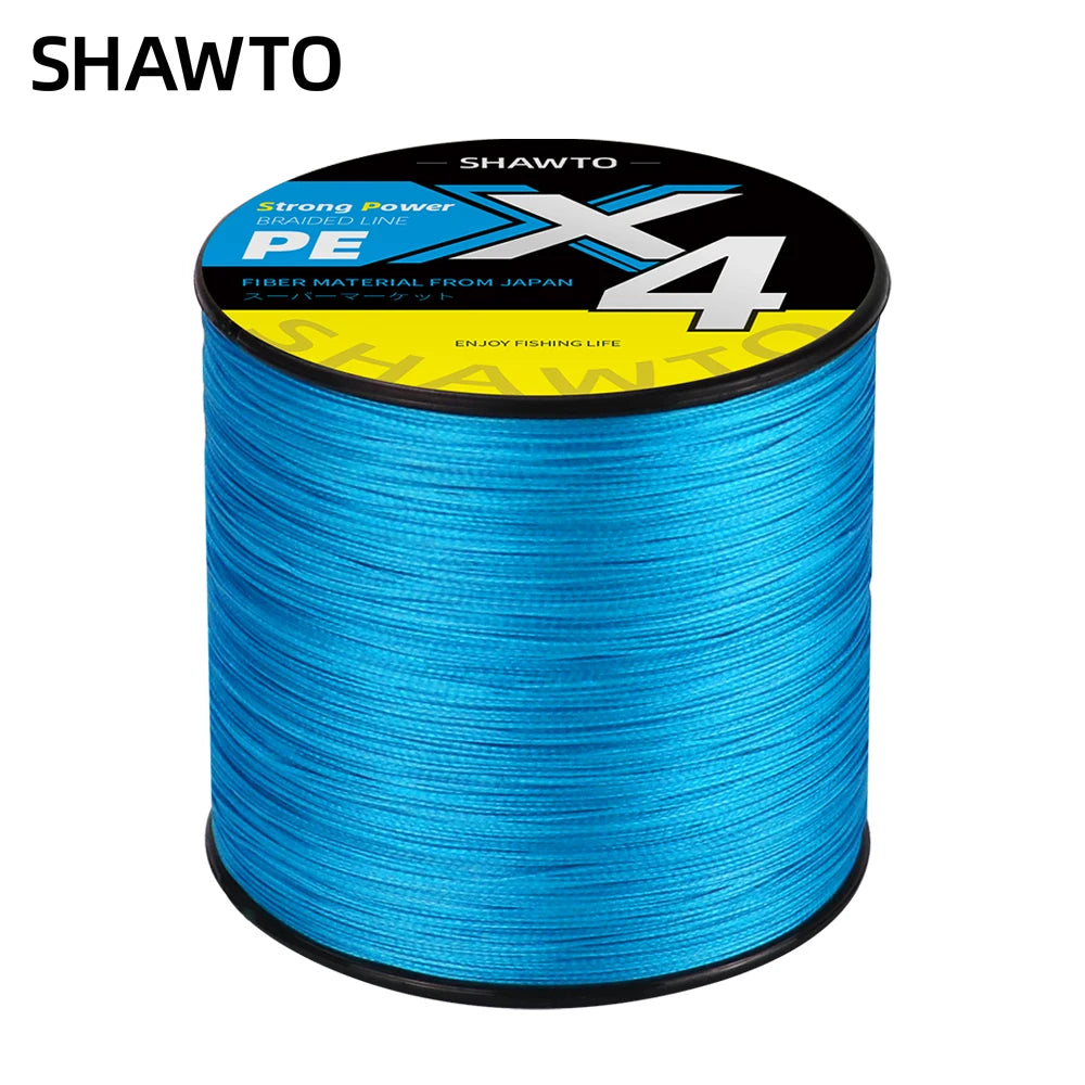 Shawto X4 Strong 1000M 4 Strand Weaves PE Braided Fishing Line Multifilament 4 Braid Wire 12LB 18LB 28LB 40LB 80LB Carp Line