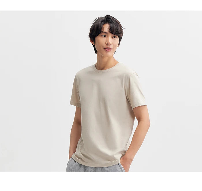 Semir 2024 Short-Sleeved T-Shirt Men Spring New Pure Cotton Bottoming Shirt Simple Commuting Casual Top Solid Color Round Neck