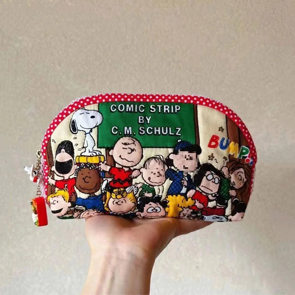 Snoopy Cute Cartoon Canvas Bags Kawaii Anime Storage Bags Students Pencil Case Fashion Coin Purses Birthday Gifts For Friends