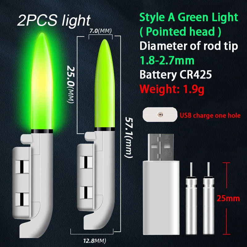 Electronic Fishing Light Stick With CR425 battery rechargeable kit Fishing Rod Bite Bait Alarm Night Fishing Bobber Pesca Tackle