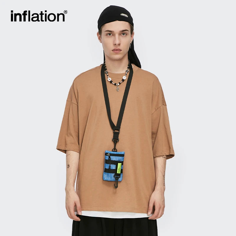 INFLATION Summer Short Sleeve Tees Unisex Casual Plain T-shirts 100% Cotton Oversized Tees Men Fashion Hip Hop T-Shirts 0057S21