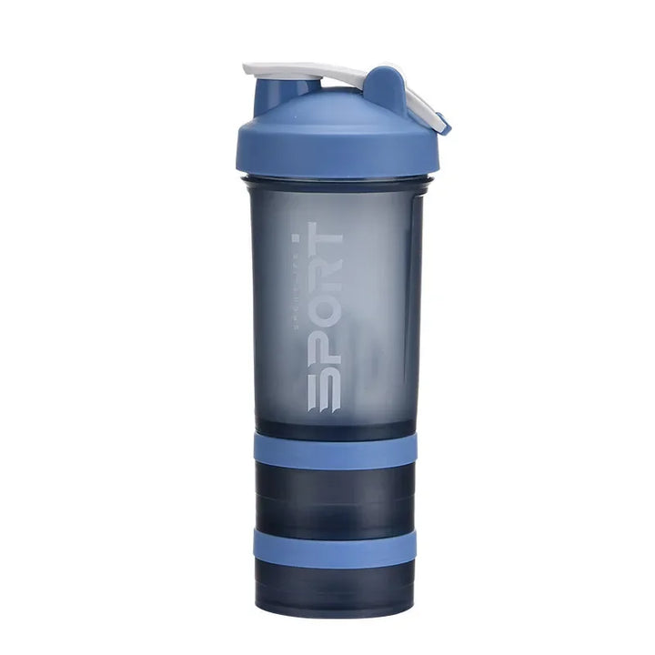 500ML 3-layer Sports Water Protein Powder Shaker Bottle Outdoor Travel Portable Leakproof Drinkware Plastic Drink BPA Free