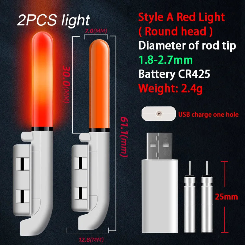 Electronic Fishing Light Stick With CR425 battery rechargeable kit Fishing Rod Bite Bait Alarm Night Fishing Bobber Pesca Tackle