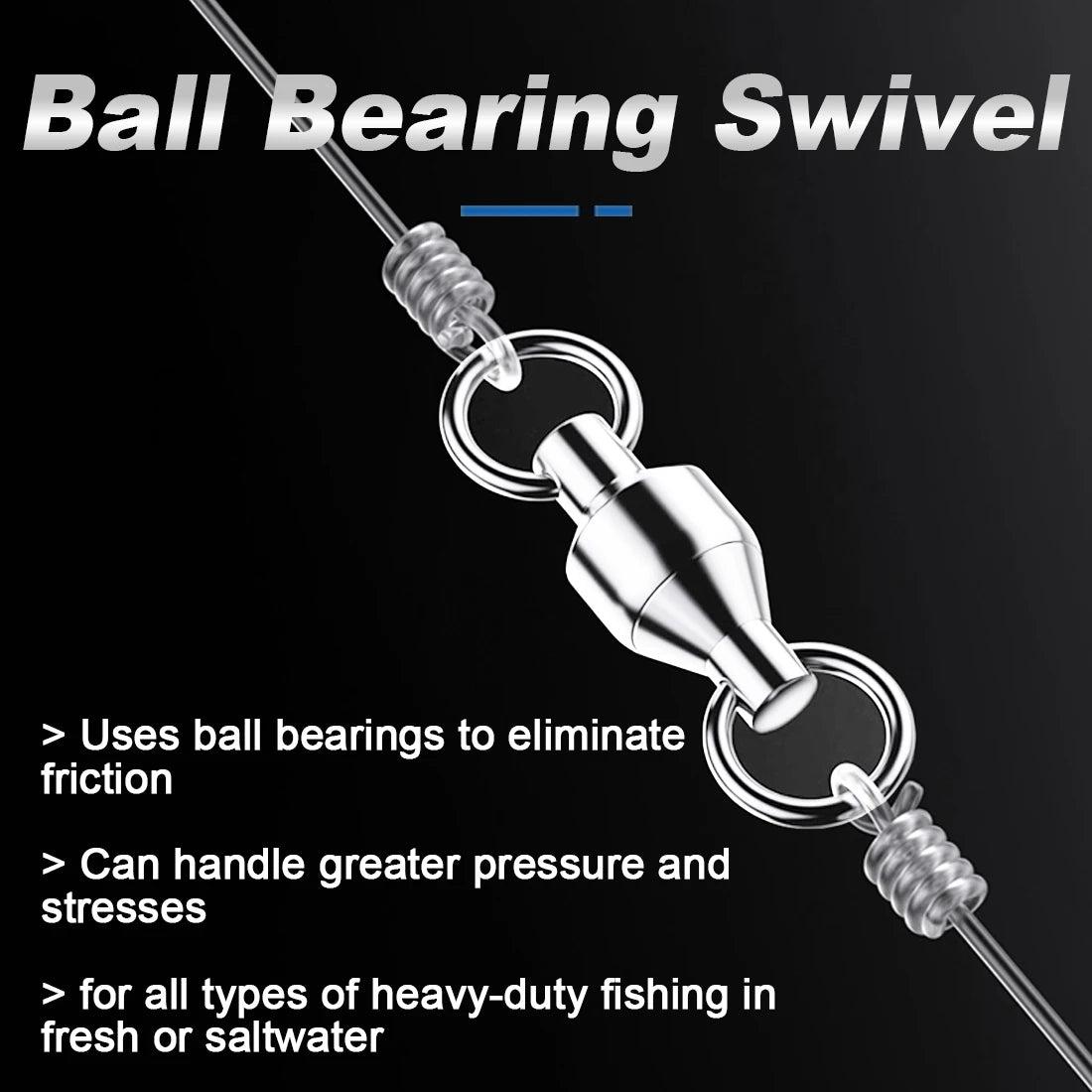 FishTrip Ball Bearing Swivels 10-100pcs Fishing Swivel Solid Welding Ring Stainless Steel Heavy Duty Saltwater Swivel Catfish