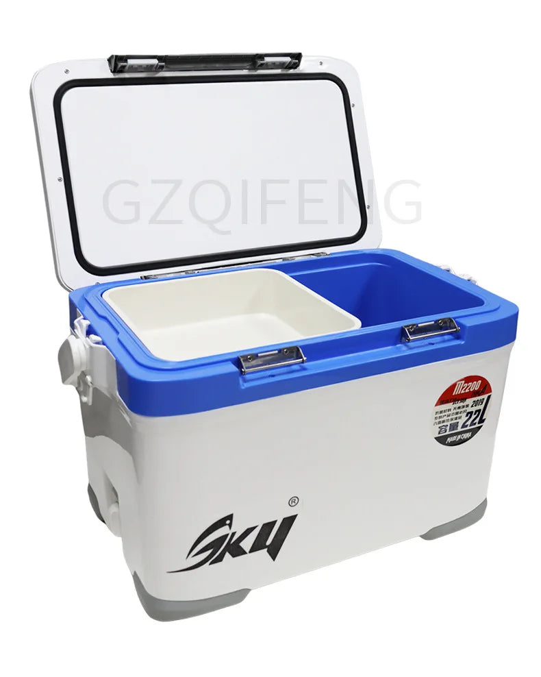 ZYZ  Fishing Ice Box 22L Large Capacity Double-opening Tank Cover Keep Temperature Outdoor Camping Fishing Gear Case