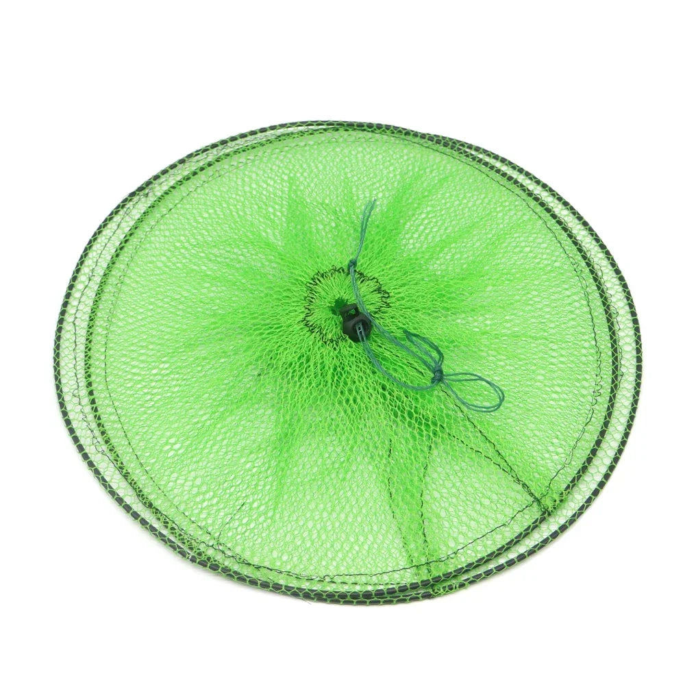 2 Layer Folding Round Nylon Mesh Metal Frame Crab Fishing Net Fish Crawdad Shrimp Minnow  Fishing Tackle Accessory