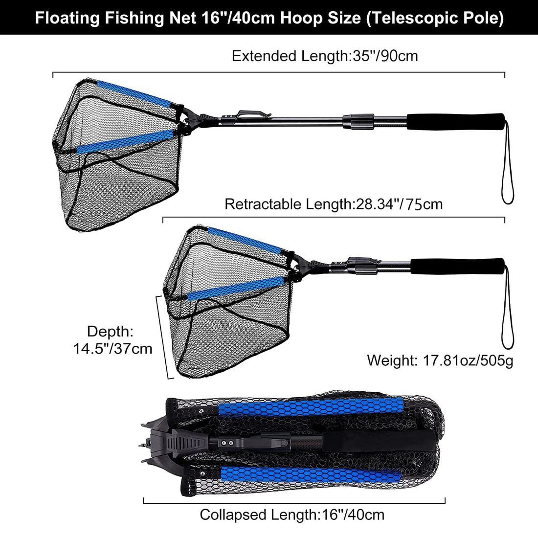 New Floating Fishing Net  Aluminium Alloy Foldable Telescoping Landing Net Retractable Handle Nylon Mesh Sea Fishing Accessorie