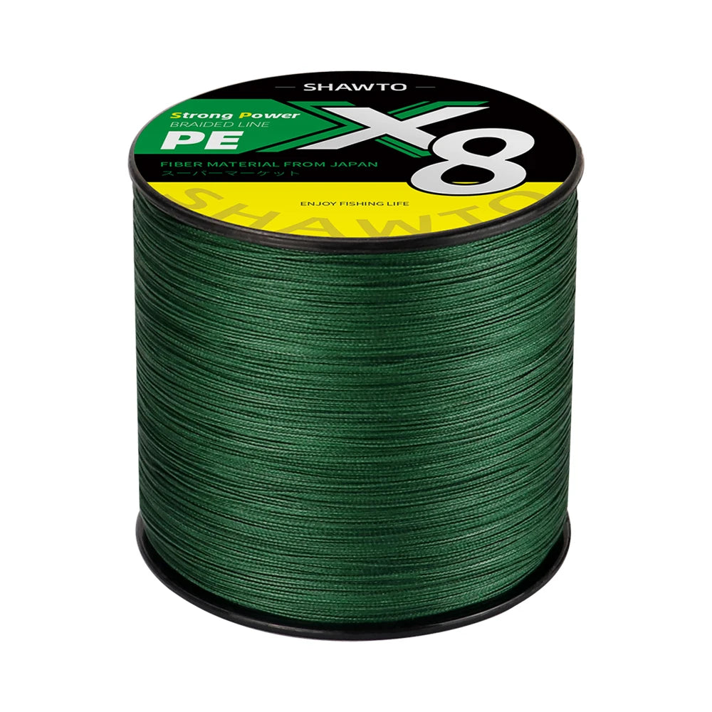 Shawto X8 Strong 300M 1000M 8 Strand Weaves PE Braided Fishing Line Multifilament Japan Wire 14-100LB Carp Fishing Accessories