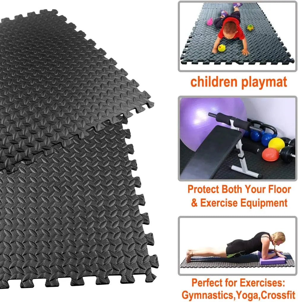 Puzzle Fitness Mat EVA Interlocking Foam Floor Tiles Sports Protection Yoga Home Gym Equipment Mat Non-Slip Floor Mat for Kids