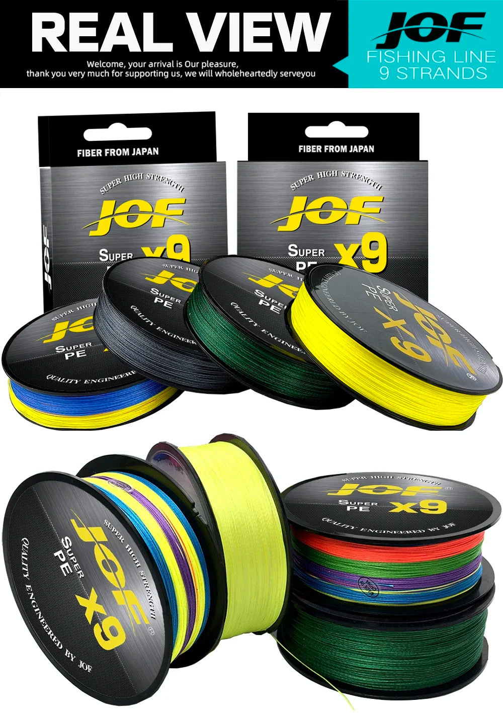 JOF 9x-Strand Braided Fishing Line 100M 300M 500M X9 Japanese Multifilament Pe Wire For Saltwater Durable Woven Thread Tackle