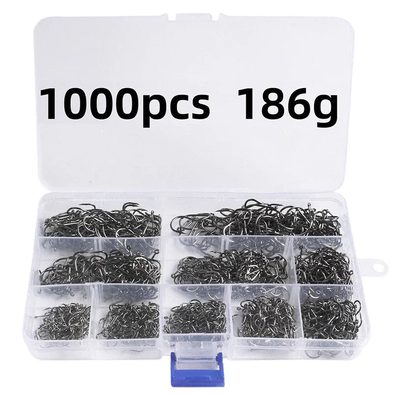 Fishing Hooks Carbon Steel Strong Sharp Silver Circle Fishhook 3#-12# Jig Barbed Pesca Portable Lure Bait Tackle 50-1600Pcs/Box