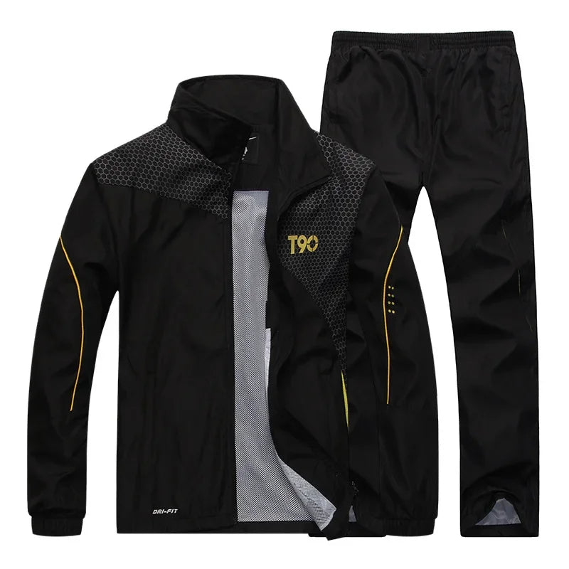 2024 Autumn Men's Gym Sportswear Running Sets 2 Piece Tracksuit Sports Suit Jacket+Pant Male Outdoor Training Workout Clothing