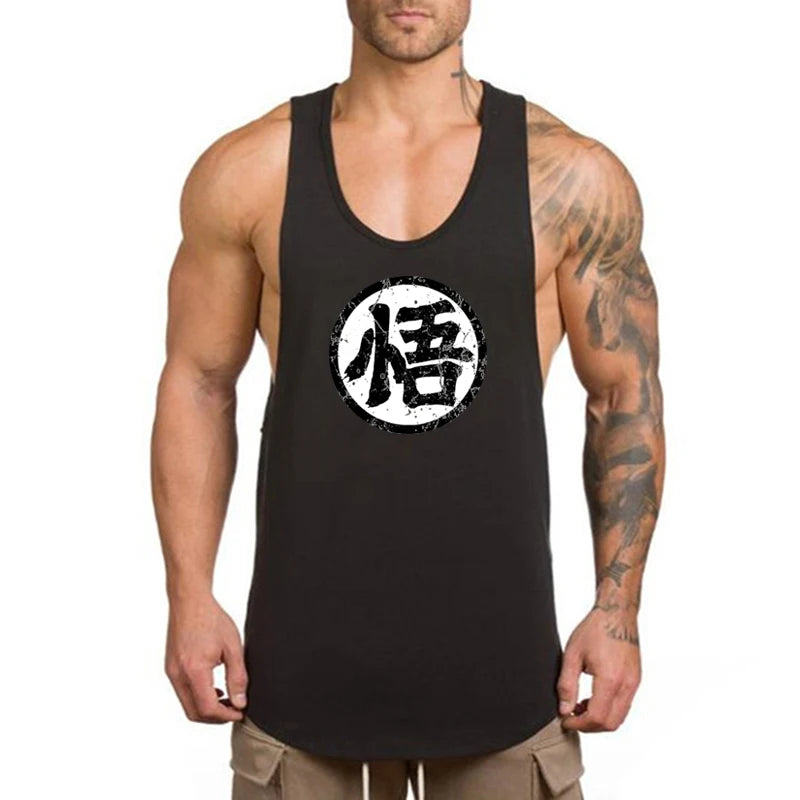 New Mens Dragon Ball Clothing Muscle Fitness Casual Singlets Gym Workout Korean Sleeveless Tank Top Fashion Running Undershirt