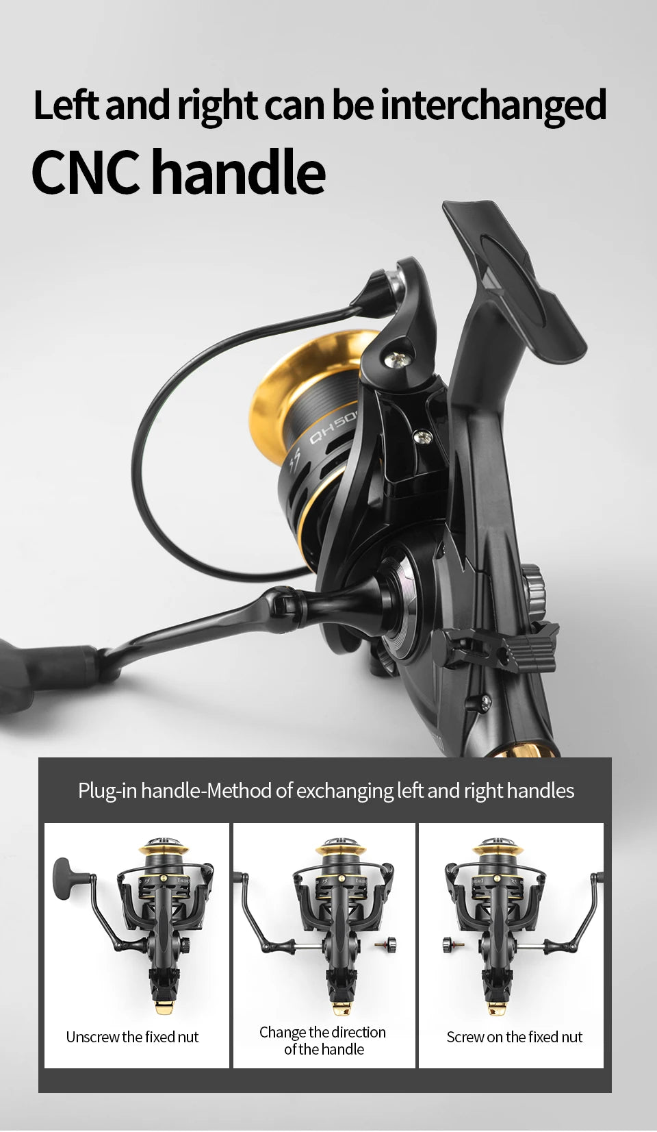 LINNHUE Carp Fishing Reel Spinning Reel QH3000-9000 Strong Double Drag 20kg Carretilha Pesca Sea Reel Fishing Free Spare Spool